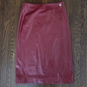 J.CREW Collection Berry Sangria Wrap Skirt In Faux Patent Leather Size 0 NWT